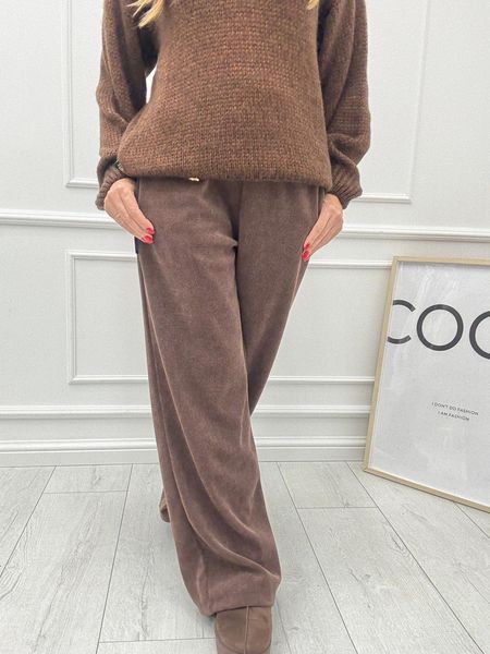 Czekolada Szerokie Spodnie Szenilowe Szwedy Minouu 