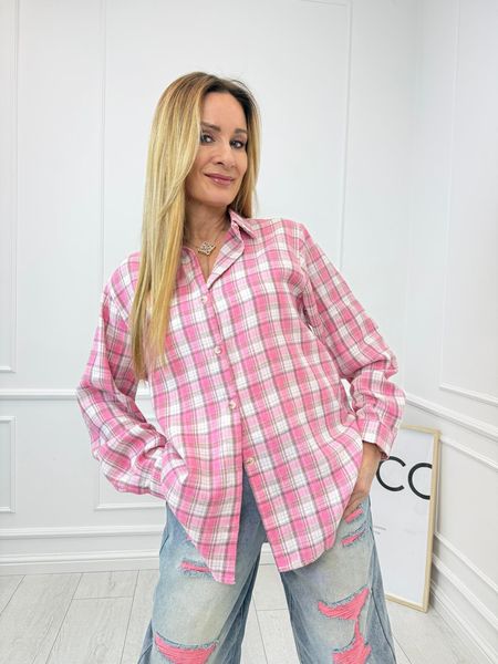 Różowa Koszula w Kratkę 