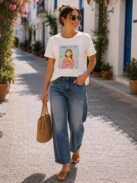 Biała Bluzka T-shirt z Aplikacją