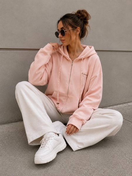  Bluza  Rozpinana z Kapturem JOY Różowa