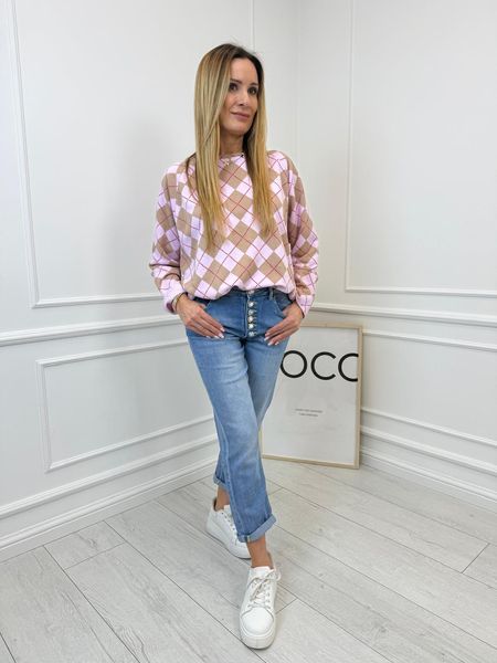 Spodnie Jeans z Kolorowymi Guziczkami