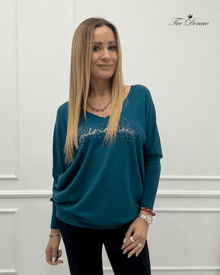 Bluzka Sweter Flora Minouu z Diamentowym Logo Morski