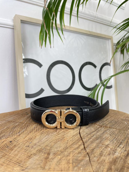 Pasek ze Złotą Klamrą Fergamo Czarny