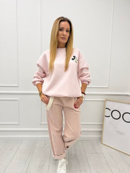 Różowe Sztruksowe Spodnie livan's z Parcianym Paskiem 