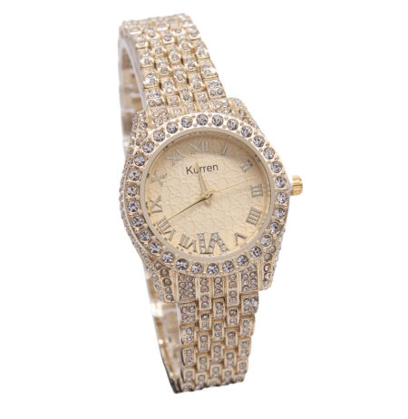Zegarek Kurren Złota Tarcza Koperta Cyrkonia