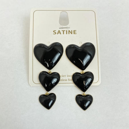 Czarne Kolczyki Serca