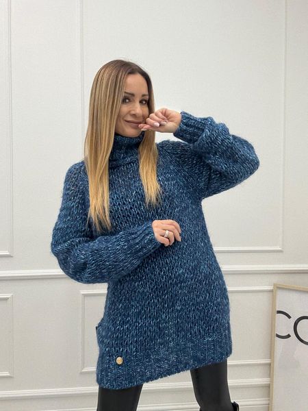 Długi Sweter Minouu Golf Morski 