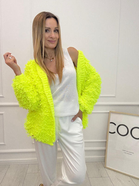 Sweter Kardigan Kaktus Minouu Żółty Neon