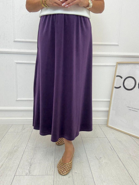 Welurowa Spódnica Minouu Śliwka