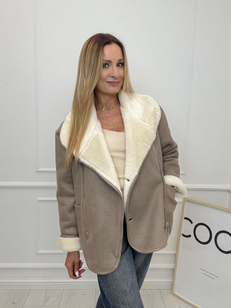 Dwustronna Cappuccino Kurtka z Kożuchem Alex Max