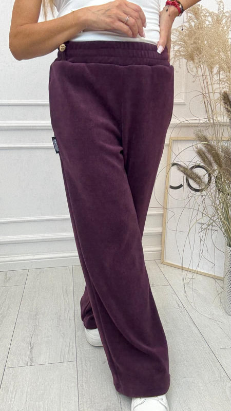 Śliwka Szerokie Spodnie Szenilowe Szwedy Minouu 