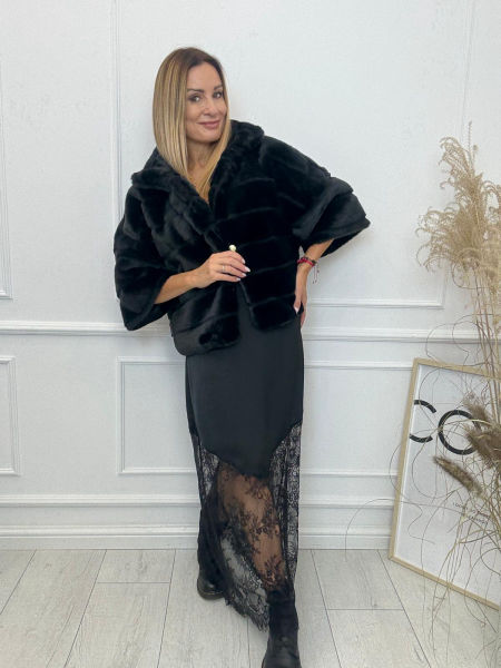 Spódnica Satyna z Koronką Lamiar Czarna