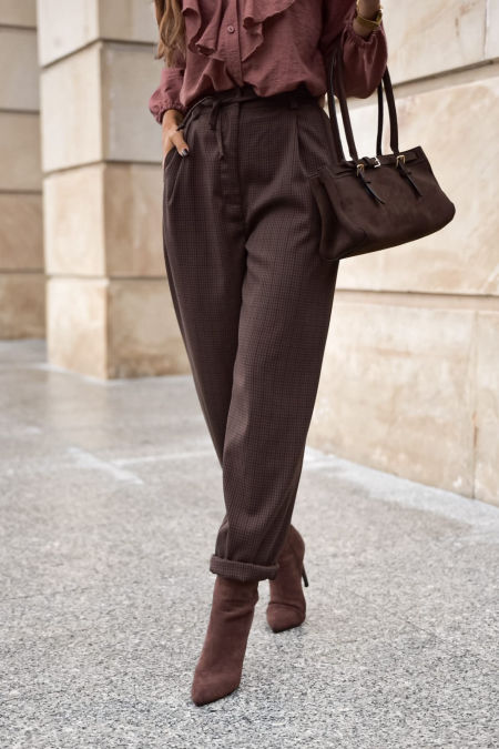  Spodnie w Kratę Czekolada Xana