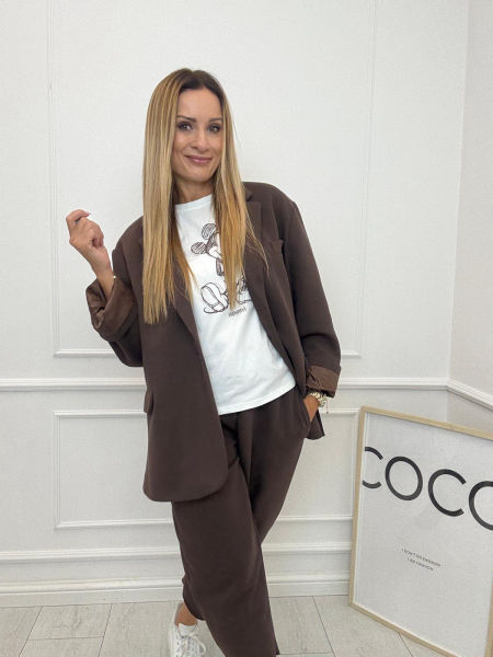 Damska Marynarka BLM Oversize Gorzka Czekolada 