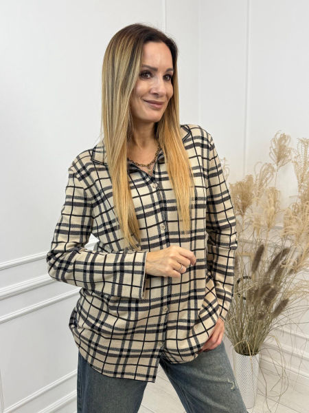 Beżowa Koszula w Kratę Minouu