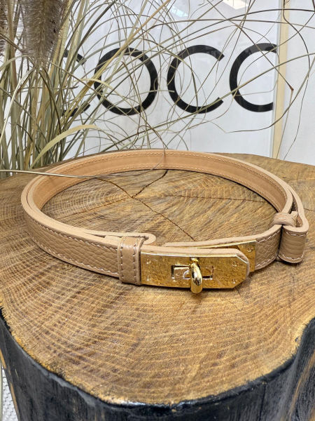 Pasek ala' Hermes Skóra Naturalna Kolor Ciepły Beż