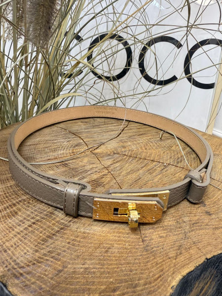 Pasek ala' Hermes Skóra Naturalna Kolor Fango