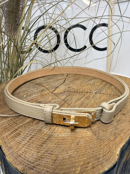 Pasek ala' Hermes Skóra Naturalna Kolor Beżowy 