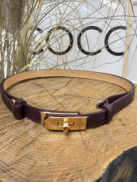 Pasek ala' Hermes Skóra Naturalna Kolor Ciemne Bordo