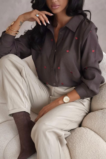 Brązowa Koszula Serduszka XANA  