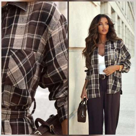 Koszula Czekoladowa w Kratę z Misiem  Xana 