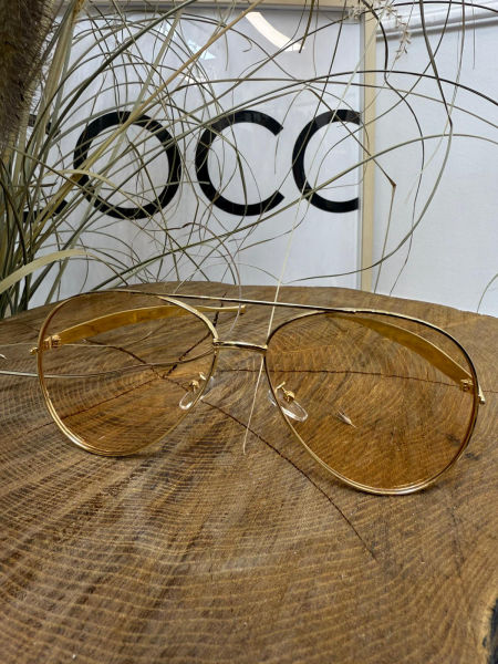 Okulary Przeciwsłoneczne Pilotki Złoto - Beżowe