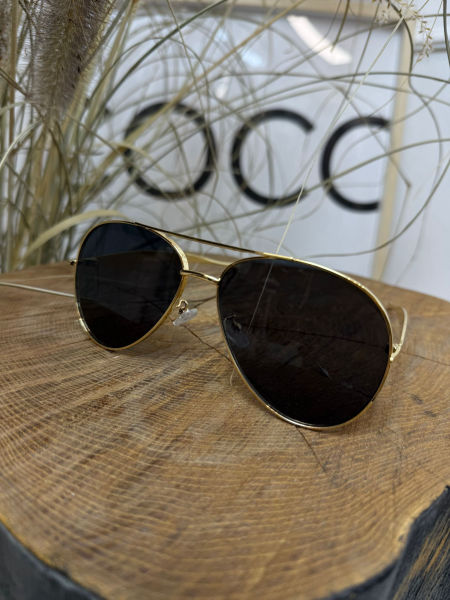 Okulary Przeciwsłoneczne Pilotki Złoto - Czarne