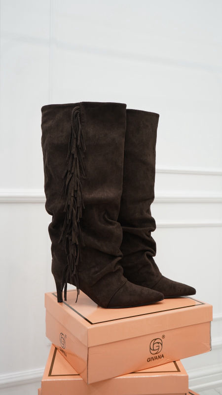 Czekoladowe Buty Kozaczki Szpilki