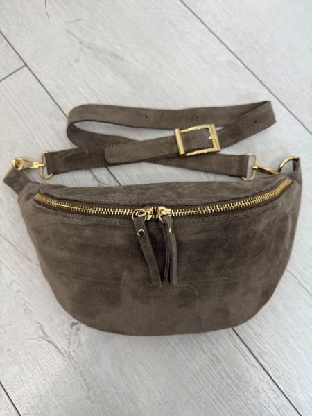 Zamszowa Nerka Torba Borse In Pelle Mleczna Fango