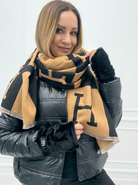 Karmelowy Szal Camel & Black