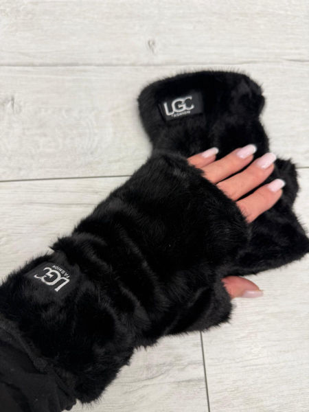 Czarne Rękawiczki Bez Palców UGC Fashion Futerko