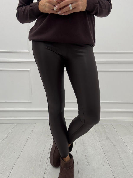 Czekolada Spodnie Leginsy Eko Skóra 