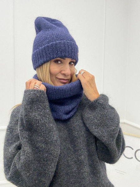 Jeansowy Dwuczęściowy Komplet z Kid - Moher Minouu 