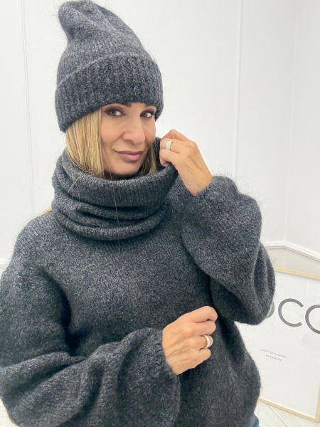 Grafitowy Dwuczęściowy Komplet z Kid - Moher Minouu 