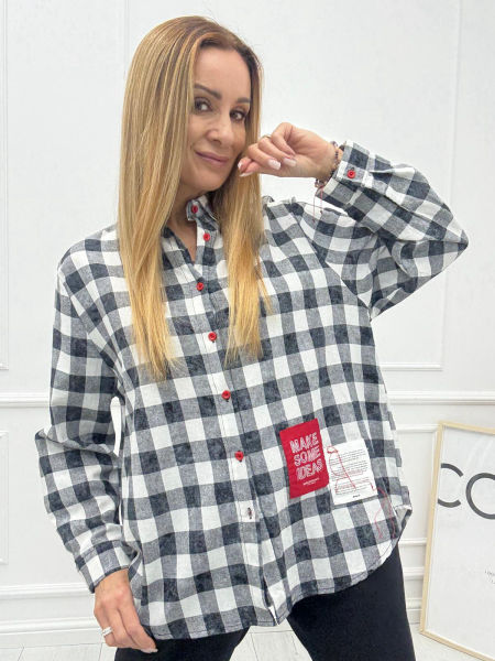 Czarno Biała Koszula w Kratę 