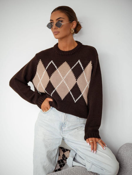  Sweter Bocca ROMBY Czekoladowy