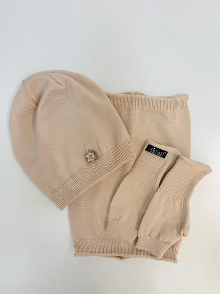 Jasno Beżowy Komplet 3 w 1 Minouu z Przypinką