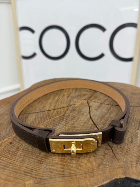 Pasek ala' Hermes Skóra Naturalna Kolor Brązowy