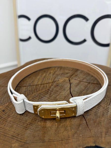 Pasek ala' Hermes Skóra Naturalna Kolor Biały