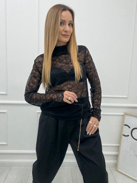 Czarna Bluzka Koronkowa.