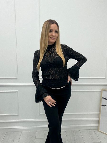  Czarna Bluzka Koronkowa Full Classy