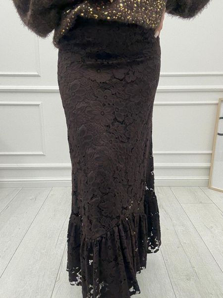 Spódnica Minouu Czekoladowa Koronkowa.