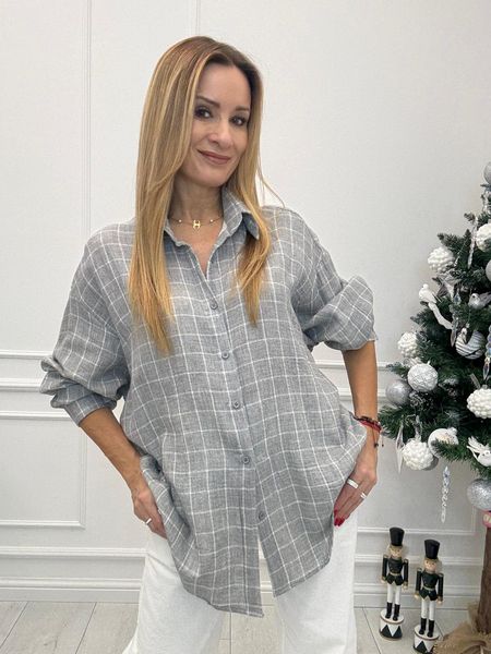  Szara Koszula w Kratę