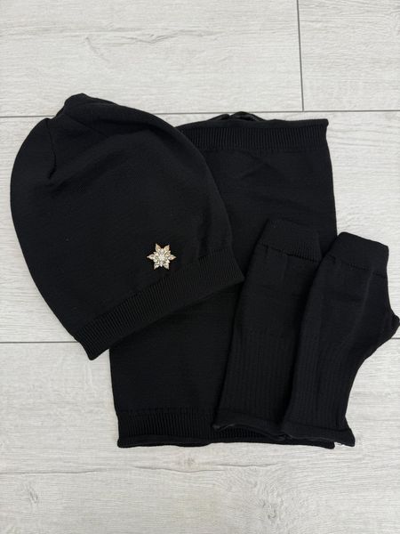 Czarny Komplet 3 w 1 Minouu z Przypinką