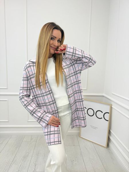 Pudrowo Szara  Koszula w Kratę Minouu