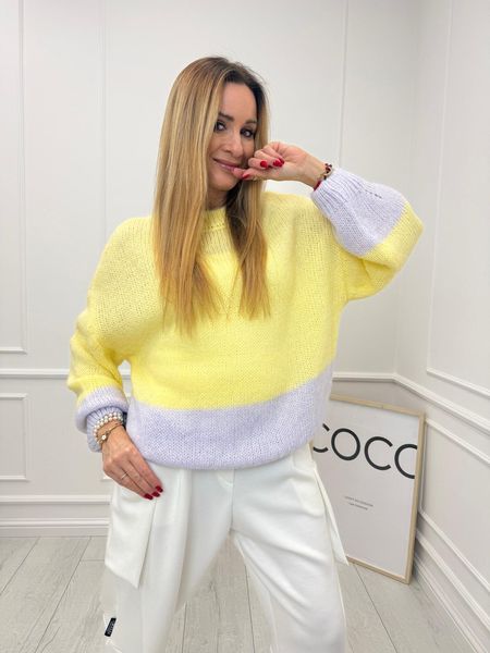  Sweter Minouu z Baby Alpaki Cytryna z Borówką