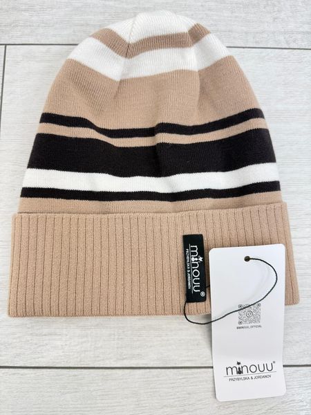 Beżowo Czekoladowa Czapka Minouu