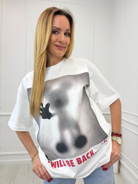 Oversizowa Biała Bluzka T-Shirt 