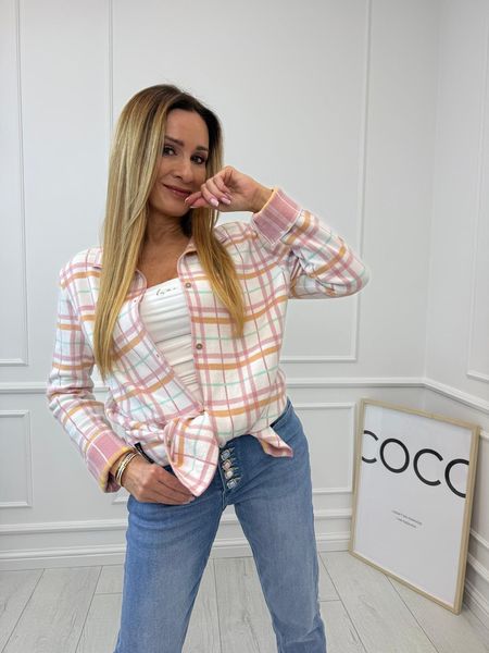  Koszula w Kratę Minouu Biała z Terakotą