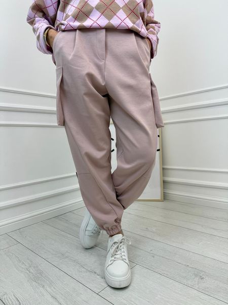 Pudrowy Róż Spodnie Minouu Jogger z Kieszeniami